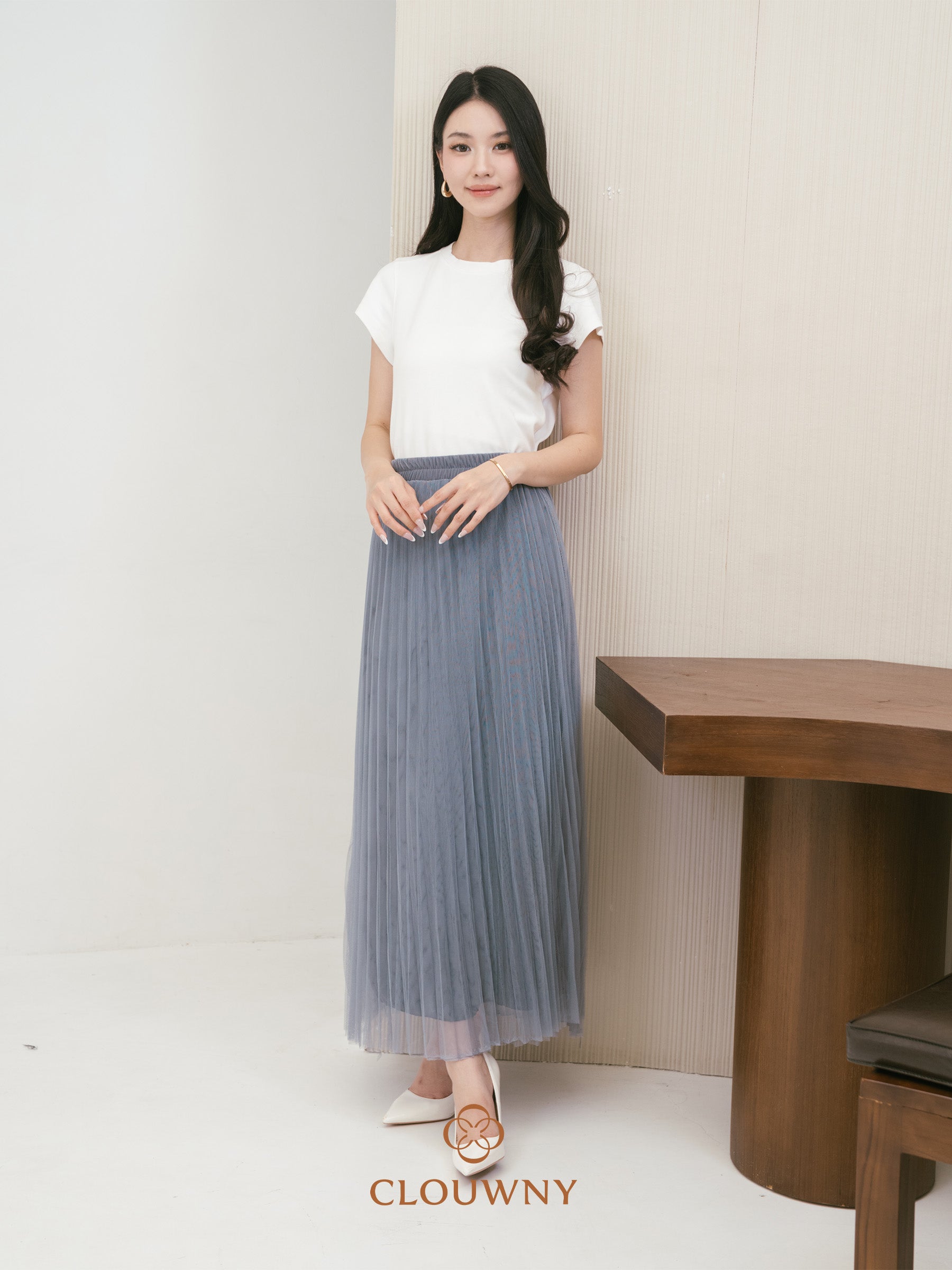 Onyva Tutu Pleats Skirt - Dark Grey
